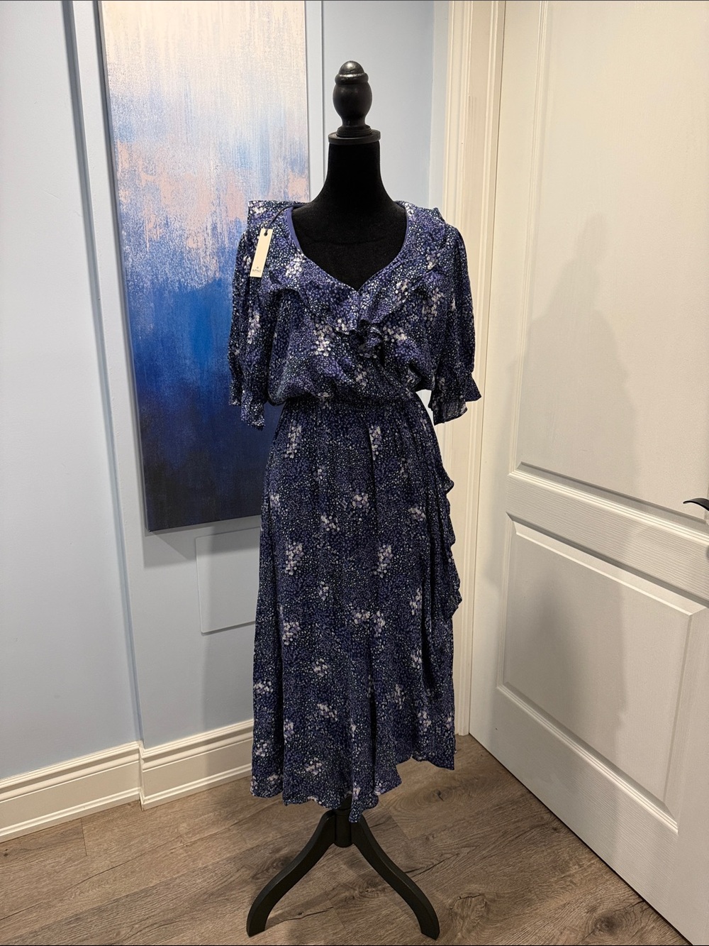Buffalo Women’s Navy Floral Midi Dress - Elegant Blue Print